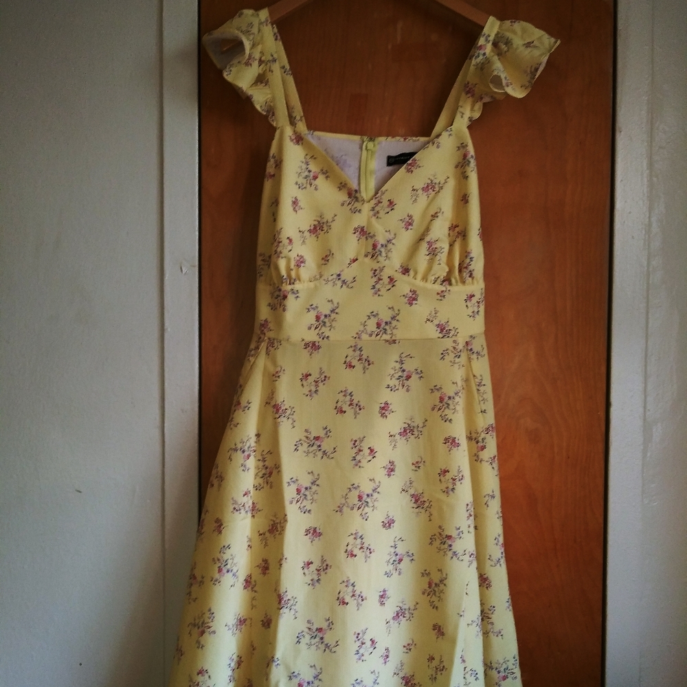 Ruffle sleeve flowy dress.